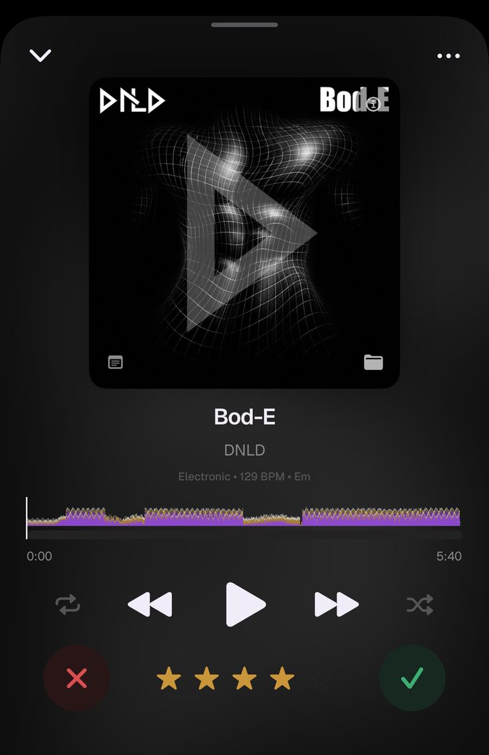 The star rating under the transport controls on iPhone