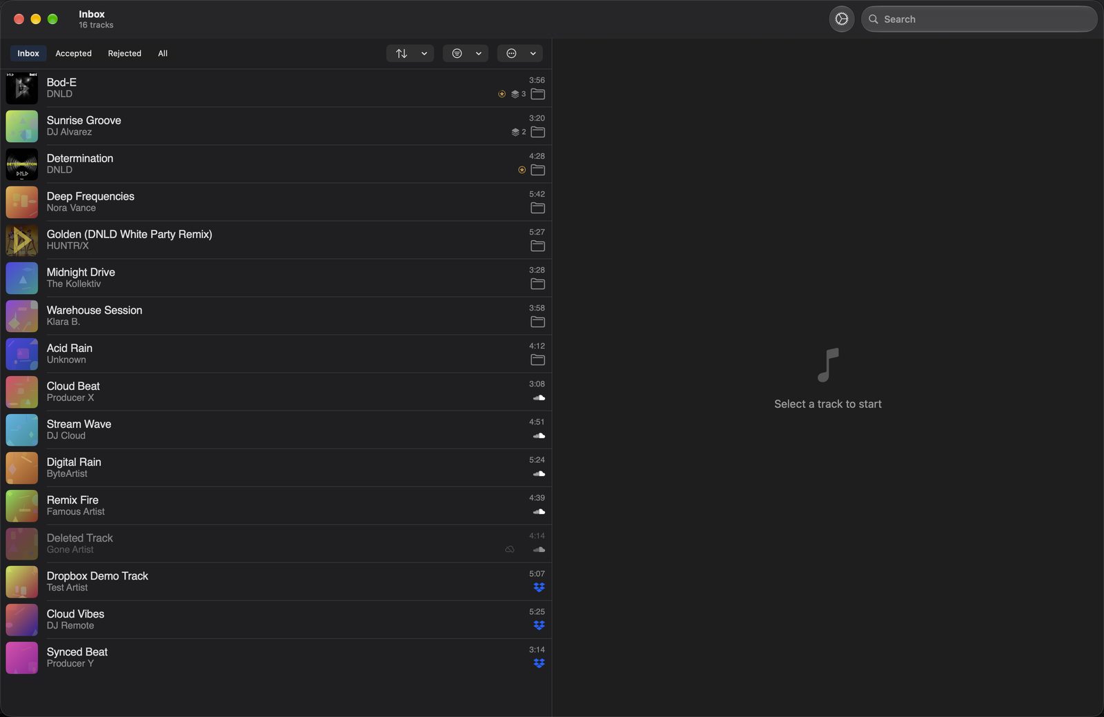 The same Inbox on Mac, beside Now Playing