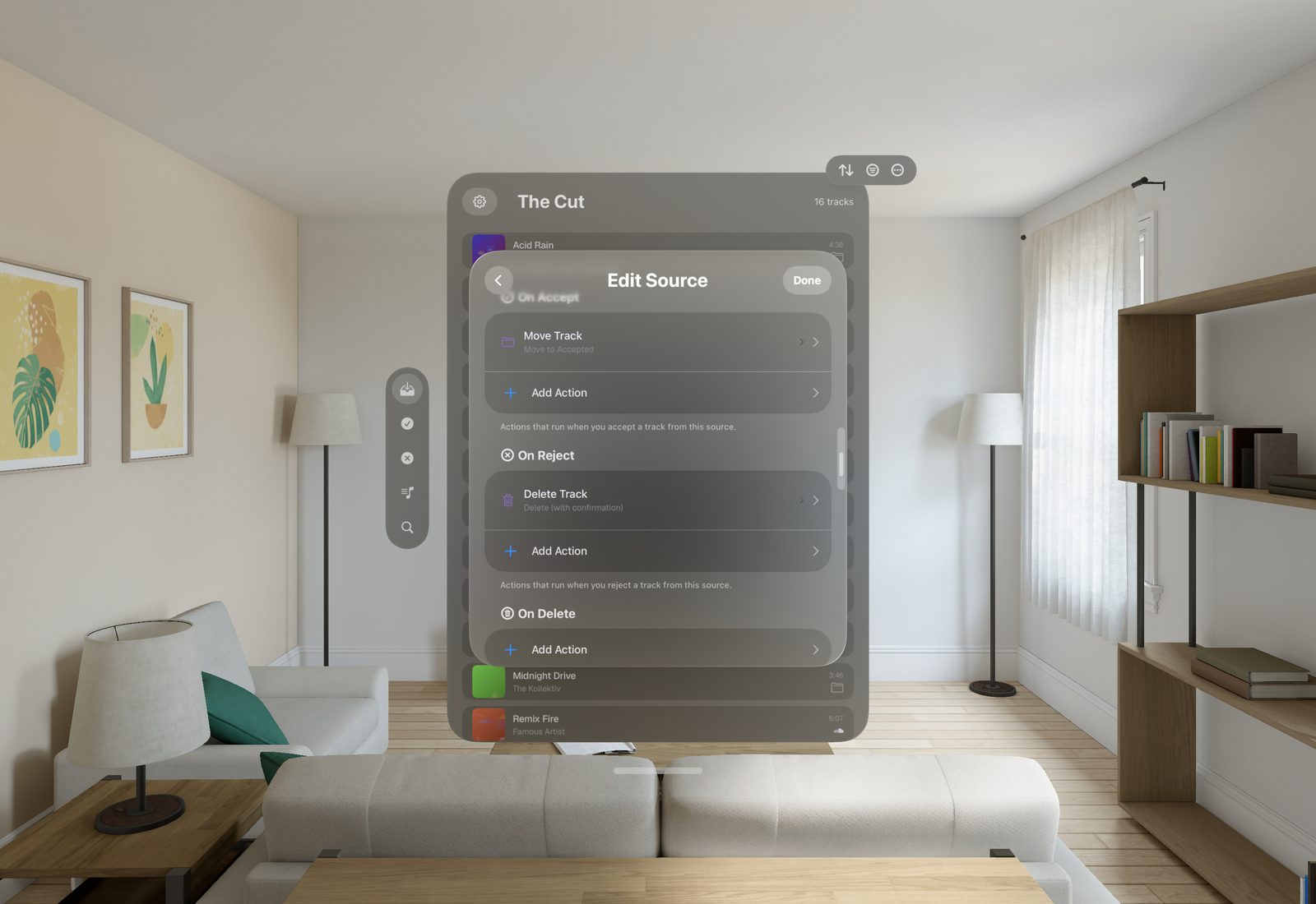 The source editor in a window on Apple Vision Pro