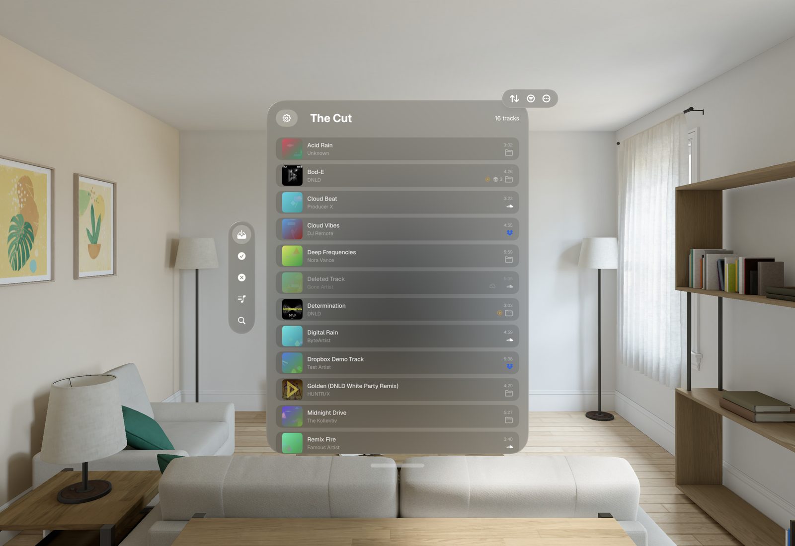 The same Inbox in a window on Apple Vision Pro